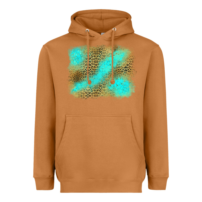 Leopard Turquoise Background Heavyweight Hoodie by Jasminsmagicworld | Teevron
