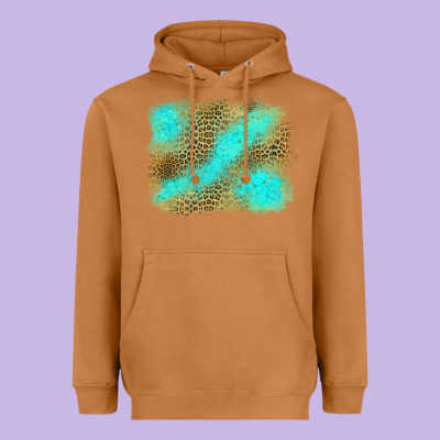 Leopard Turquoise Background Heavyweight Hoodie Designed By Jasminsmagicworld