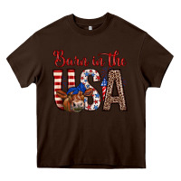 Chocolate Brown barn in the usa Heavy Core Tee - Zillion Design Studio