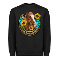 Black western horseshoe horse sunflowers gemstone Heavyweight Sweatshirt - Artiststas