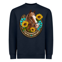 Navy western horseshoe horse sunflowers gemstone Heavyweight Sweatshirt - Artiststas
