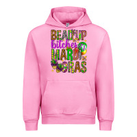 Fuchsia Pink Bead up bitches it's Mardi Gras Urban Hoodie - HowdyJamesFarm