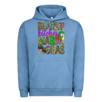 Pigment Pebble Blue Bead up bitches it's Mardi Gras Urban Hoodie - HowdyJamesFarm