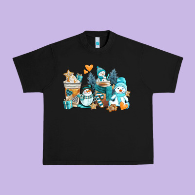 Winter Snowman Coffee Cups Urban Heavy Tee Designed By Adodesignshop