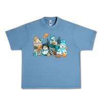 Pebble Blue winter snowman coffee cups Urban Heavy Tee - AdoDesignShop