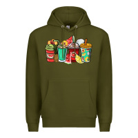 Army Green Fruits coffee cups Premium Hoodie - NancyCooperArtShop