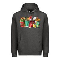 Charcoal Heather Fruits coffee cups Premium Hoodie - NancyCooperArtShop