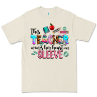 Bone this teacher wears her heart on sleeve Premium Tee - AdoDesignShop