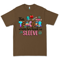 Cacao this teacher wears her heart on sleeve Premium Tee - AdoDesignShop