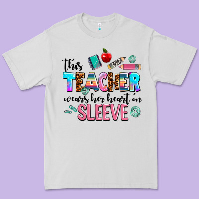 This Teacher Wears Her Heart On Sleeve Premium Tee Designed By Adodesignshop