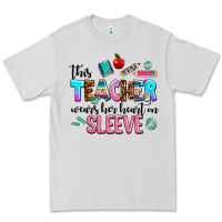 Dove Grey this teacher wears her heart on sleeve Premium Tee - AdoDesignShop