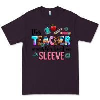 Plum this teacher wears her heart on sleeve Premium Tee - AdoDesignShop