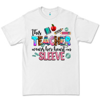 White this teacher wears her heart on sleeve Premium Tee - AdoDesignShop