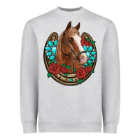 Western Horseshoe Horse Roses Gemstone Heavyweight Sweatshirt | Teevron