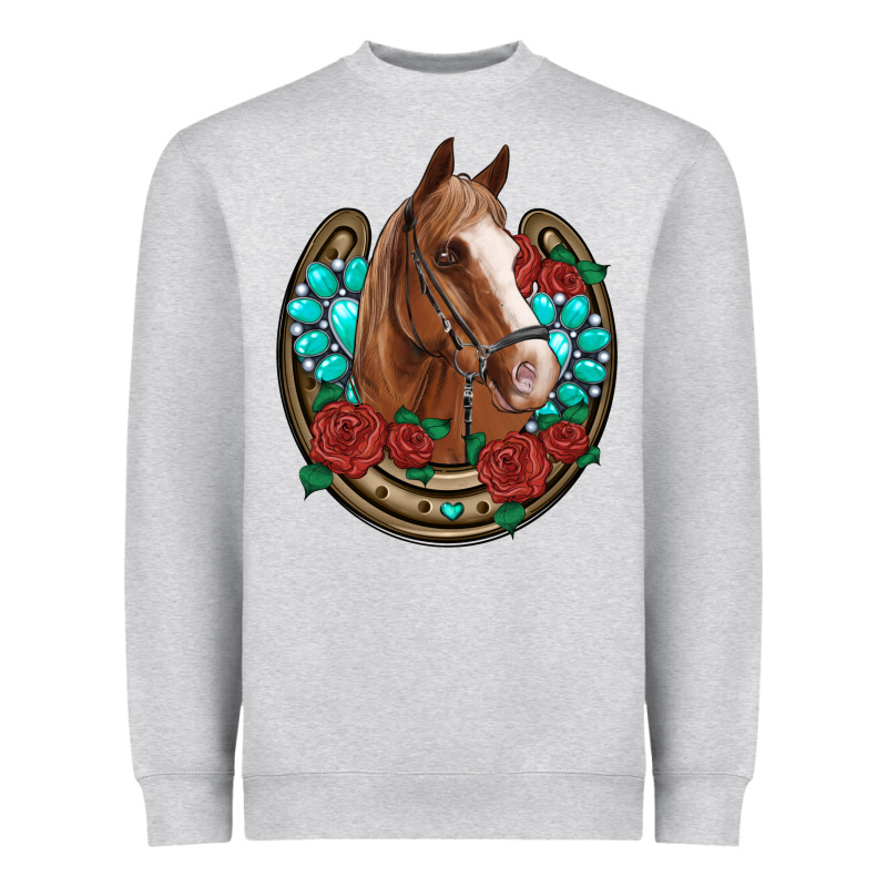 Western Horseshoe Horse Roses Gemstone Heavyweight Sweatshirt by Artiststas | Teevron