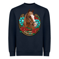 Navy western horseshoe horse roses gemstone Heavyweight Sweatshirt - Artiststas