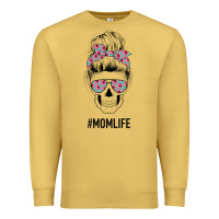 Antique Gold Pink Flower on Cyan Background Mom Skull Premium Sweatshirt - Bettercallsaul