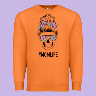 Pink Flower On Cyan Background Mom Skull Premium Sweatshirt Designed By Bettercallsaul