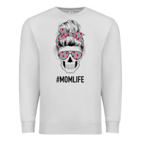 Dove Grey Pink Flower on Cyan Background Mom Skull Premium Sweatshirt - Bettercallsaul