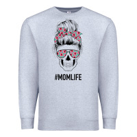 Heather Grey Pink Flower on Cyan Background Mom Skull Premium Sweatshirt - Bettercallsaul