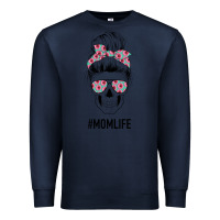 Navy Pink Flower on Cyan Background Mom Skull Premium Sweatshirt - Bettercallsaul