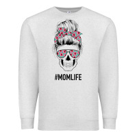 Oatmeal Heather Pink Flower on Cyan Background Mom Skull Premium Sweatshirt - Bettercallsaul