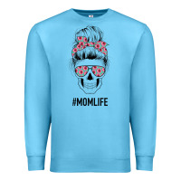Ocean Blue Pink Flower on Cyan Background Mom Skull Premium Sweatshirt - Bettercallsaul