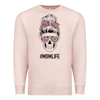 Pale Pink Pink Flower on Cyan Background Mom Skull Premium Sweatshirt - Bettercallsaul