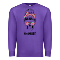 Purple Pink Flower on Cyan Background Mom Skull Premium Sweatshirt - Bettercallsaul