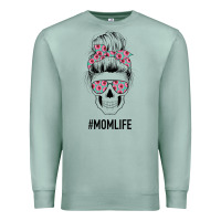 Seafoam Pink Flower on Cyan Background Mom Skull Premium Sweatshirt - Bettercallsaul