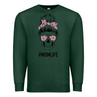 Sports Green Pink Flower on Cyan Background Mom Skull Premium Sweatshirt - Bettercallsaul