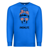 True Royal Pink Flower on Cyan Background Mom Skull Premium Sweatshirt - Bettercallsaul