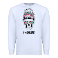White Pink Flower on Cyan Background Mom Skull Premium Sweatshirt - Bettercallsaul