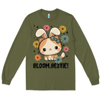 Army Green bloom bestie cat Long Sleeve Tee - MaliasSmallBusiness