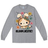 Heather Grey bloom bestie cat Long Sleeve Tee - MaliasSmallBusiness