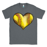 Charcoal Heather softball heart Classic Tee - LillyAllenDesigns