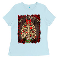 Baby Blue Happy Horrordays Ladies Tee - RanaPortraitStore