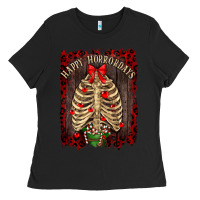 Black Happy Horrordays Ladies Tee - RanaPortraitStore