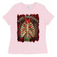 Bubblegum Pink Happy Horrordays Ladies Tee - RanaPortraitStore