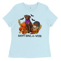 Baby Blue Happy howl o ween Ladies Tee - RanaPortraitStore