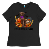 Black Happy howl o ween Ladies Tee - RanaPortraitStore