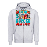 Heather Grey not all super heroes wear capes Zipper Hoodie - NancyCooperArtShop