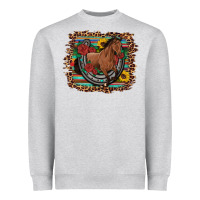 Heather Grey western horse horseshoe roses sunflowers serape leopard Heavyweight Sweatshirt - Artiststas