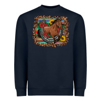 Navy western horse horseshoe roses sunflowers serape leopard Heavyweight Sweatshirt - Artiststas