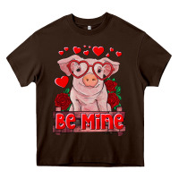 Chocolate Brown be mine valentine's day baby pig Heavy Core Tee - RanaPortraitStore