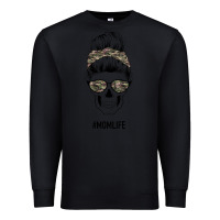 Black Feminine Camouflage Patterned Mom Skull Premium Sweatshirt - Bettercallsaul
