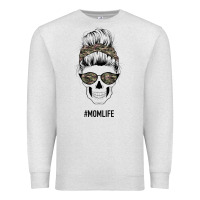 Oatmeal Heather Feminine Camouflage Patterned Mom Skull Premium Sweatshirt - Bettercallsaul