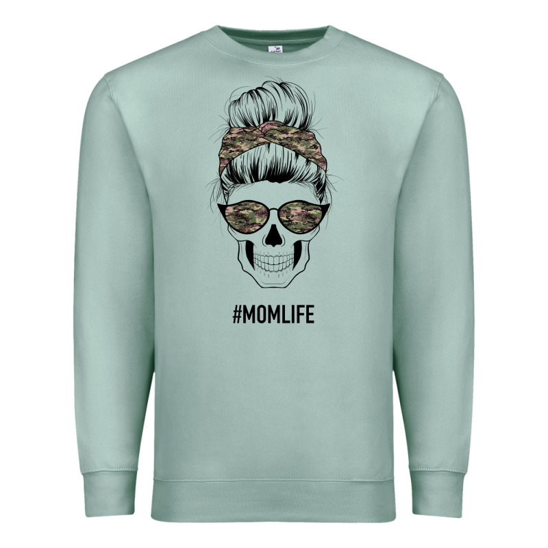 Feminine Camouflage Patterned Mom Skull Premium Sweatshirt by Bettercallsaul | Teevron