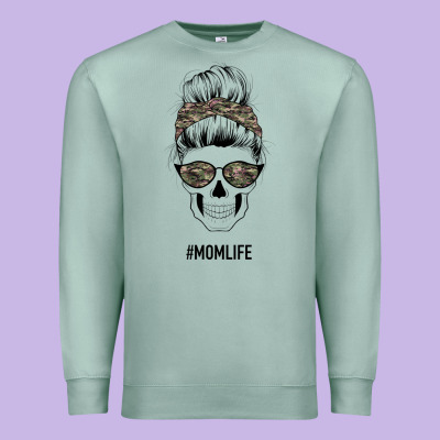 Feminine Camouflage Patterned Mom Skull Premium Sweatshirt Designed By Bettercallsaul