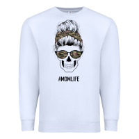 White Feminine Camouflage Patterned Mom Skull Premium Sweatshirt - Bettercallsaul